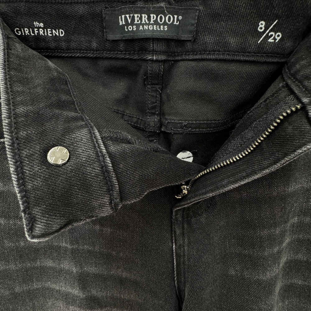 Liverpool LA Black The Girlfriend Straight Leg Cuffed Jeans 8/29 Fall Minimalist - Picture 2 of 5